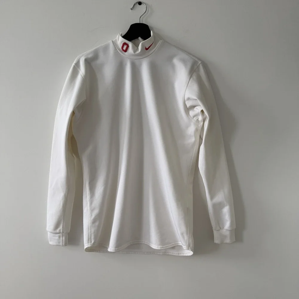 Vintage Nike Team Ohio State Buckeyes LS Shirt Mock Neck Mens M USA Made White
